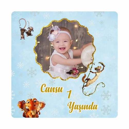 Buz Devri Temalı Doğum Günü Magneti